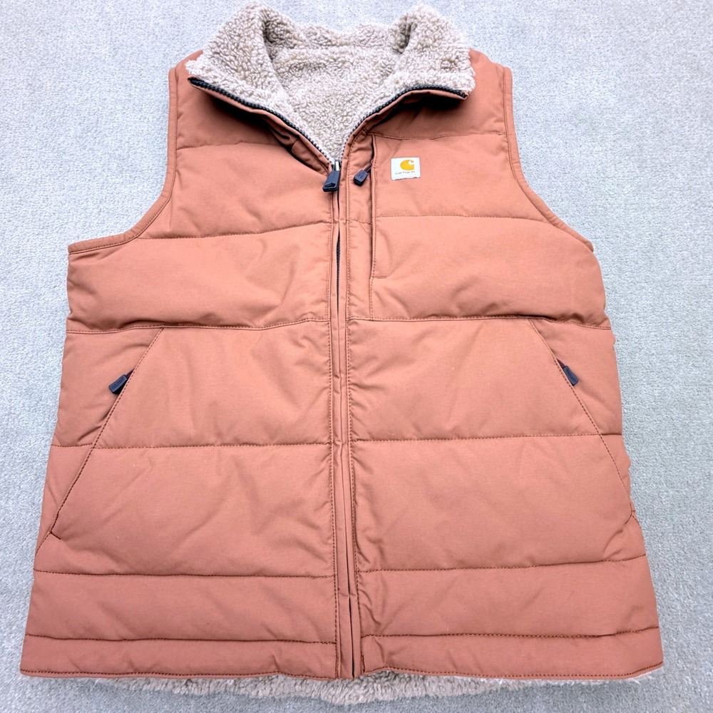 Carhartt Reversible Sherpa Lined Vest Womens Small Clay Terracotta OV5607-W
